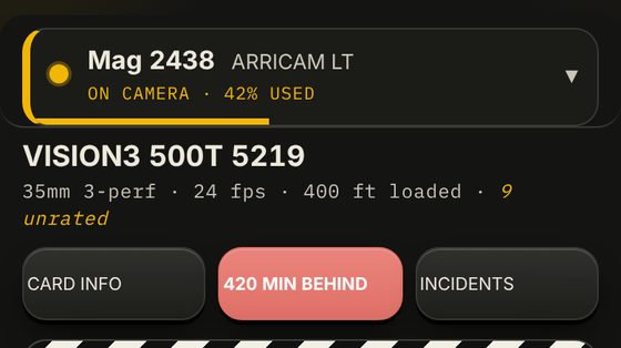 The mag card header: mag drop-down, stock and format, then Card info, On time and Incidents.